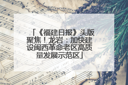 《福建日报》头版聚焦！龙岩：加快建设闽西革命老区高质量发展示范区