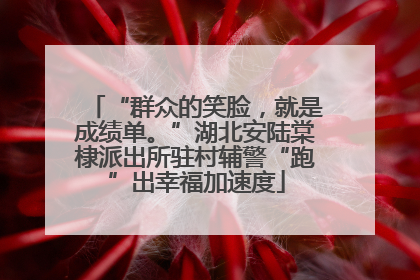 “群众的笑脸，就是成绩单。”湖北安陆棠棣派出所驻村辅警“跑”出幸福加速度