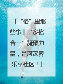 “格”里那些事丨“多格合一”凝聚力量，楚河汉界乐享社区！