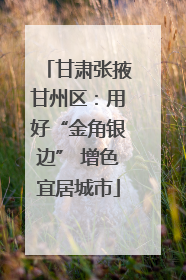 甘肃张掖甘州区：用好“金角银边” 增色宜居城市