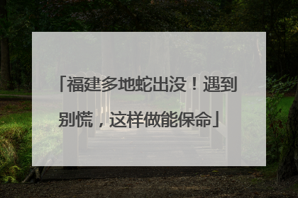 福建多地蛇出没！遇到别慌，这样做能保命