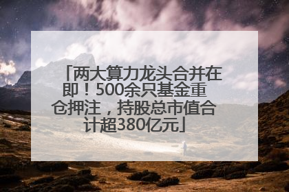 两大算力龙头合并在即！500余只基金重仓押注，持股总市值合计超380亿元