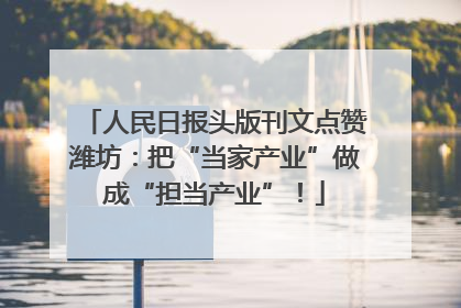 人民日报头版刊文点赞潍坊：把“当家产业”做成“担当产业”！