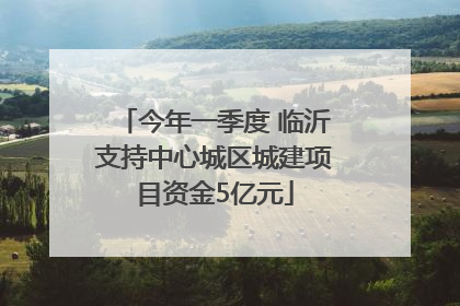 今年一季度 临沂支持中心城区城建项目资金5亿元