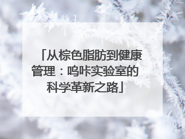 从棕色脂肪到健康管理：呜咔实验室的科学革新之路