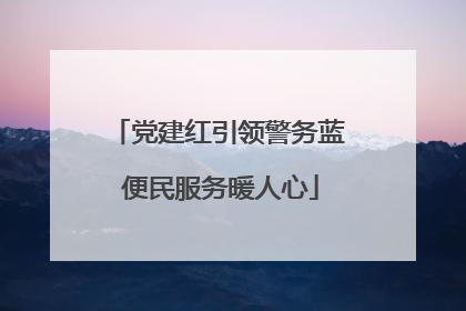 党建红引领警务蓝 便民服务暖人心