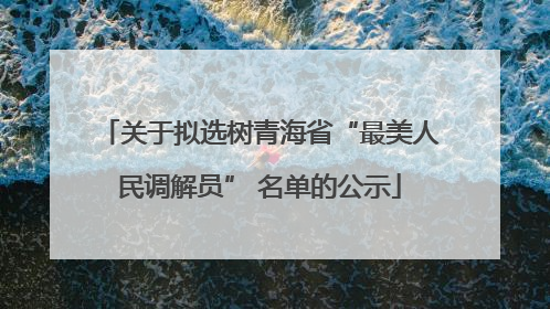 关于拟选树青海省“最美人民调解员” 名单的公示