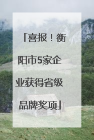 喜报！衡阳市5家企业获得省级品牌奖项