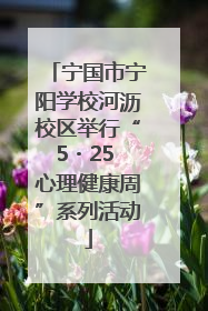 宁国市宁阳学校河沥校区举行“5・25 心理健康周”系列活动