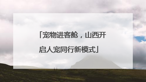 宠物进客舱，山西开启人宠同行新模式