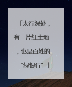 太行深处，有一片红土地，也是百姓的“绿银行”
