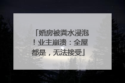 婚房被粪水浸泡！业主崩溃：全屋都是，无法接受