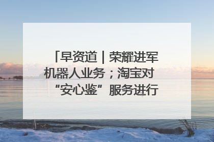 早资道｜荣耀进军机器人业务；淘宝对“安心鉴”服务进行逐步下线调整