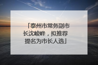 泰州市常务副市长沈峻峰，拟推荐提名为市长人选