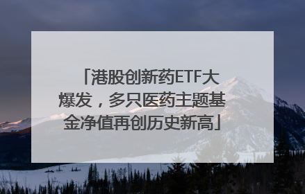 港股创新药ETF大爆发，多只医药主题基金净值再创历史新高