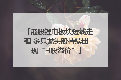 港股锂电板块短线走强 多只龙头股持续出现“H股溢价”