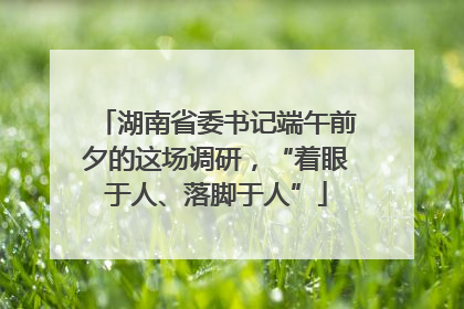 湖南省委书记端午前夕的这场调研，“着眼于人、落脚于人”