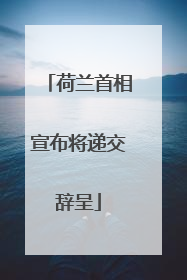荷兰首相宣布将递交辞呈