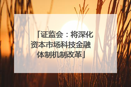 证监会：将深化资本市场科技金融体制机制改革