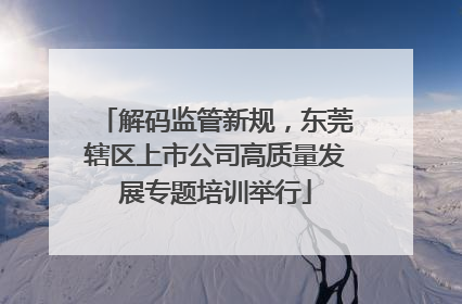 解码监管新规，东莞辖区上市公司高质量发展专题培训举行