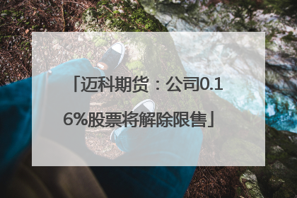 迈科期货：公司0.16%股票将解除限售