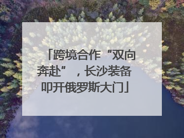 跨境合作“双向奔赴”，长沙装备叩开俄罗斯大门