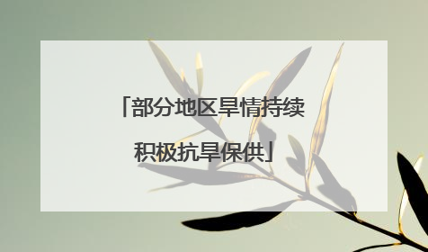 部分地区旱情持续 积极抗旱保供