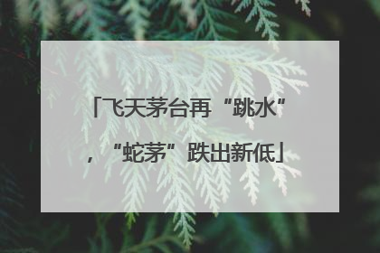 飞天茅台再“跳水”，“蛇茅”跌出新低