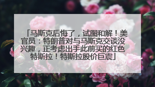 马斯克后悔了，试图和解！美官员：特朗普对与马斯克交谈没兴趣，正考虑出手此前买的红色特斯拉！特斯拉股价巨震
