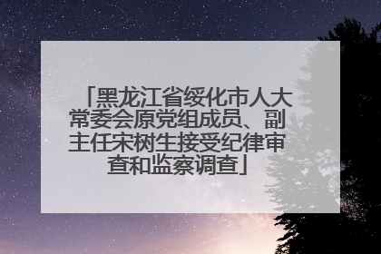 黑龙江省绥化市人大常委会原党组成员、副主任宋树生接受纪律审查和监察调查